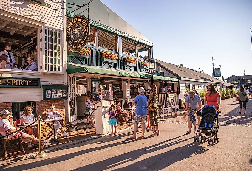 Street scene from the town of Newport, Rhode Island, in New England