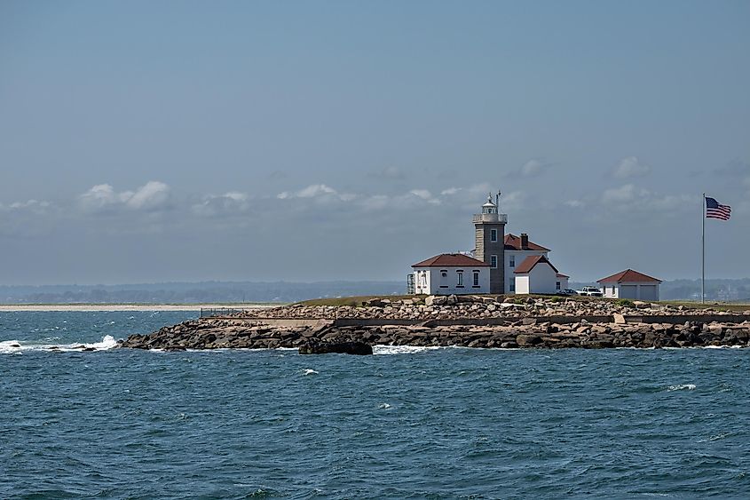 Watch Hill Lighthouse located in Westerly, Rhode Island.