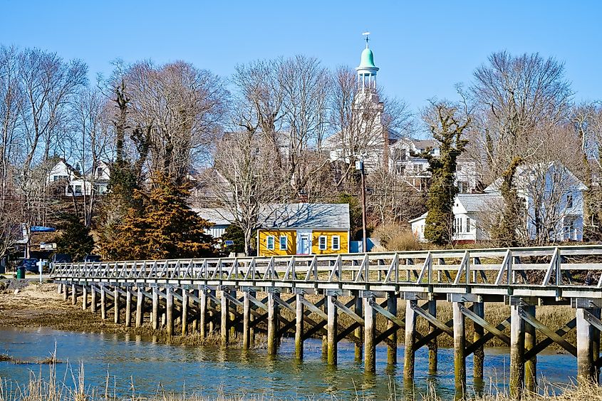 Uncle Tim's Footbridge toward E. Commercial Street in Wellfleet, Massachusetts.