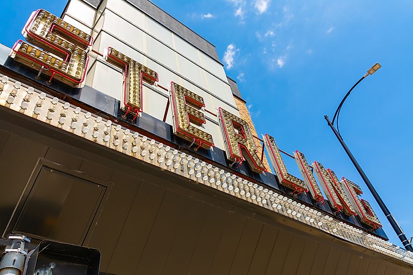 Sterling, Illinois - United States - June 22nd, 2021: The Sterling Theater, originally opened in 1924, in the morning light.