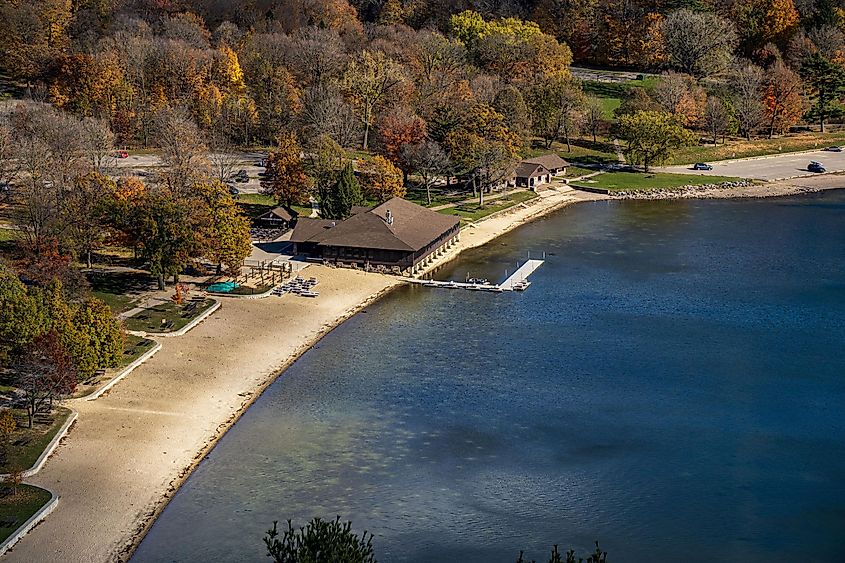 Aerial view of Devil's Lake near Baraboo, Wisconsin.