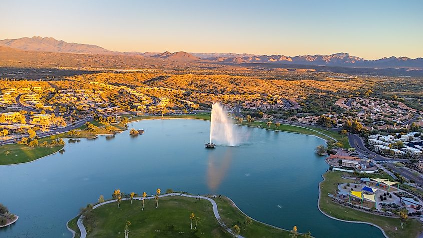 Aerial view of Fountain Hills in Arizona.