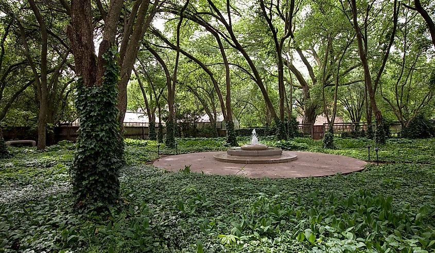 Greenery and trees in a garden, New Harmony, Indiana