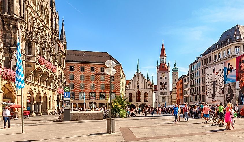 Munich, Bavaria, Germany, Old Town Hall at Marienplatz Square.