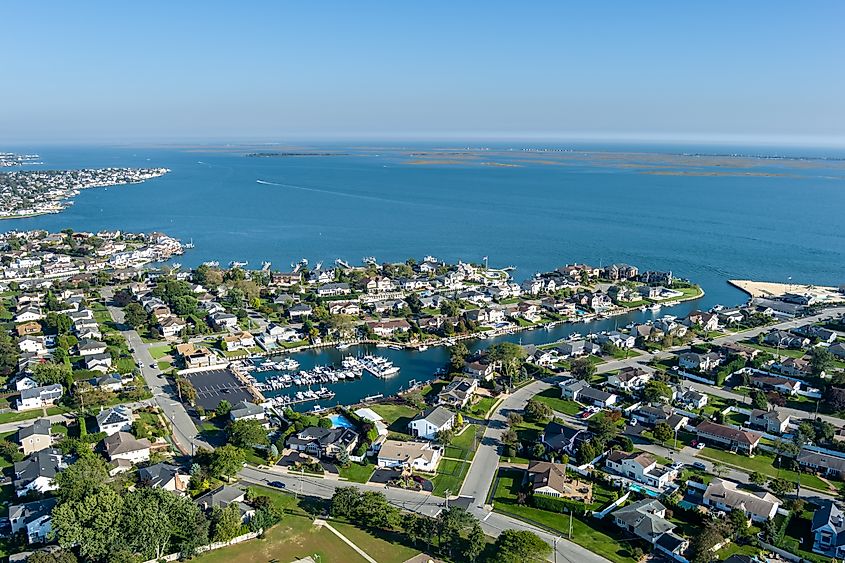 Aerial view of Long Island coast.