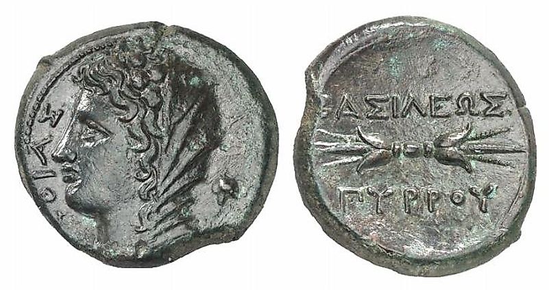 Coin of Pyrrhus minted at Syracuse, 278 BC. In Wikipedia. https://en.wikipedia.org/wiki/Pyrrhic_War By Classical Numismatic Group, Inc. https://www.cngcoins.com, CC BY-SA 3.0, https://commons.wikimedia.org/w/index.php?curid=29323686 