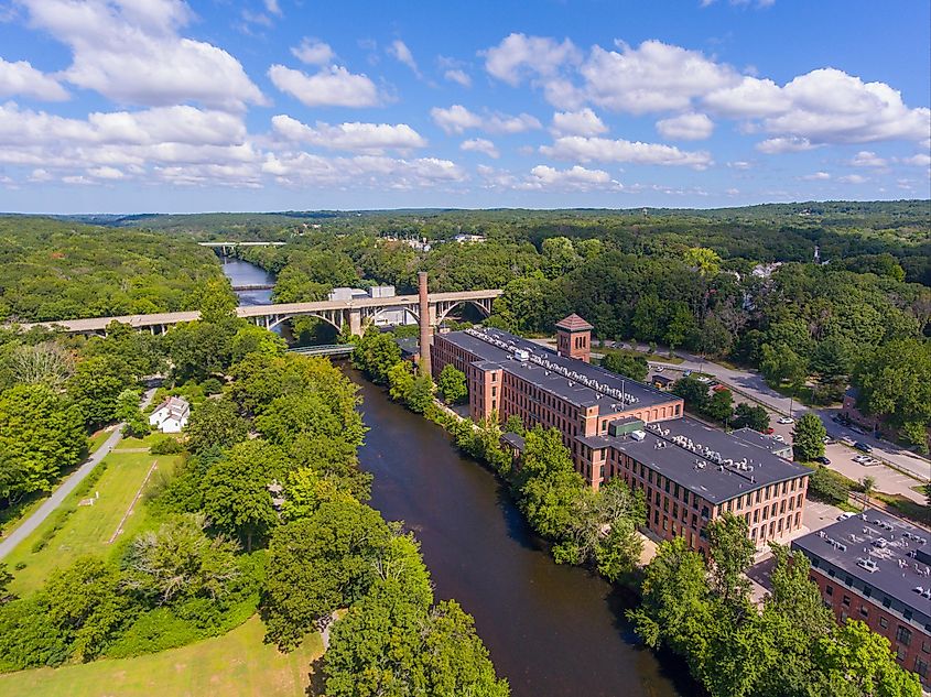The Blackstone River between the towns of Cumberland and Lincoln, Rhode Island.
