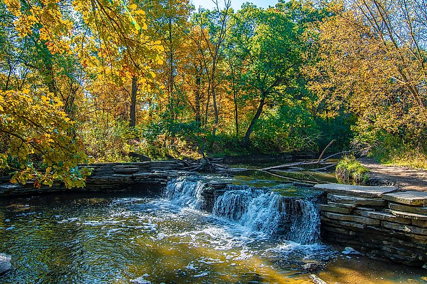 Waterfall Glen Forest Preserve view in Darien, Illinois.