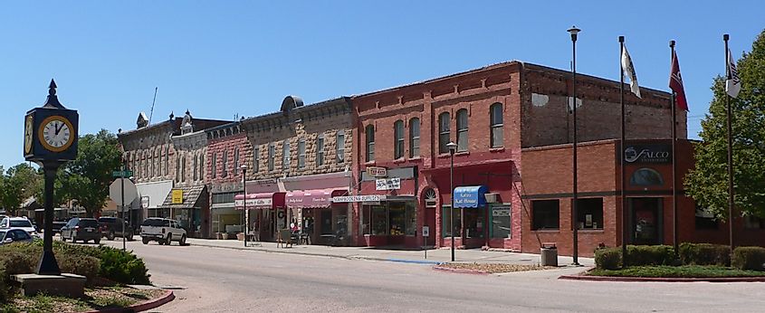 West (odd-numbered) side of 200 block of Main Street in Chadron, Nebraska
