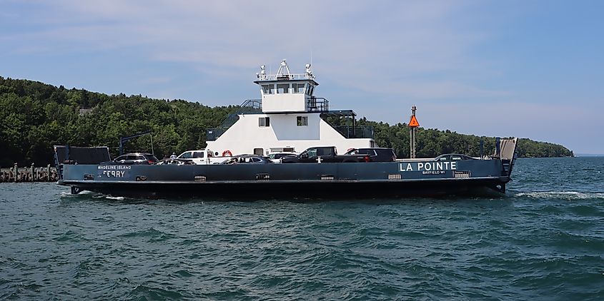 Madeline Island Ferry in the harbor, Bayfield, Wisconsin
