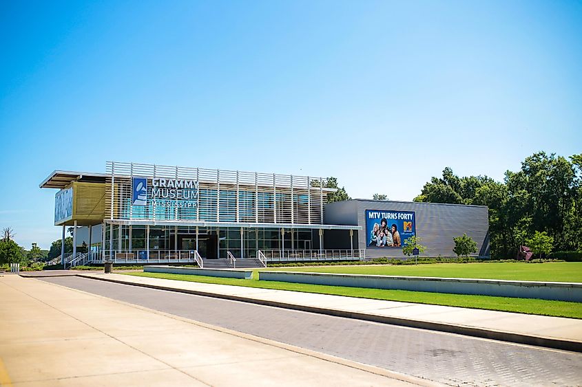 Exterior of the Grammy Museum in Cleveland, Mississippi.