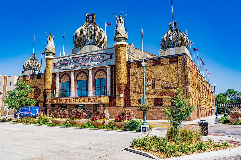 The Corn Palace, an unique building in Mitchell, South Dakota decorated with corn