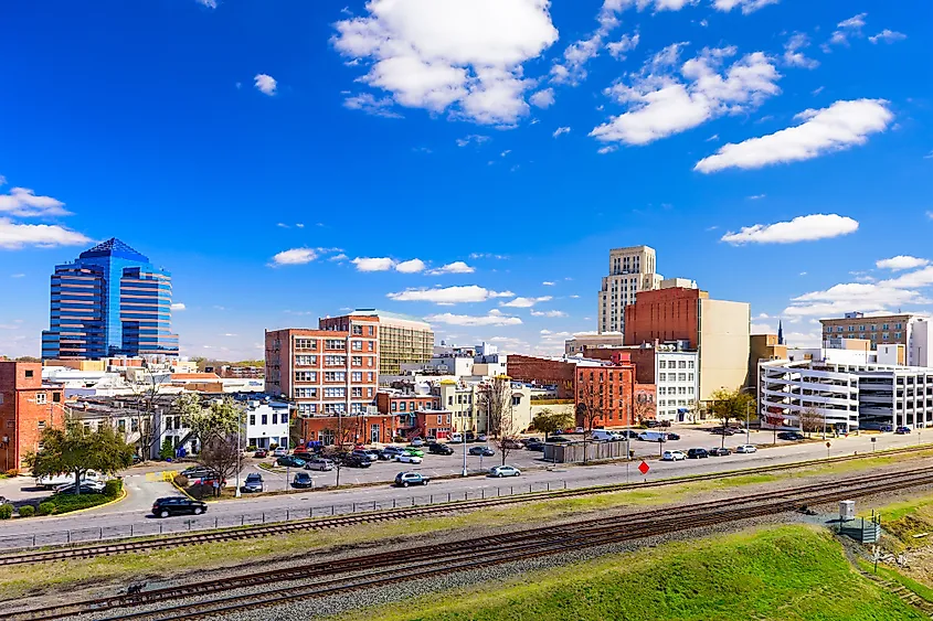 Durham, North Carolina, USA downtown cityscape.
