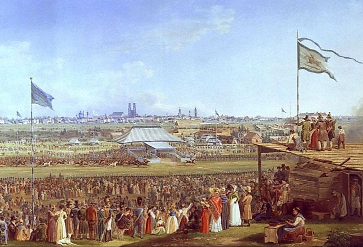 Horse race at the Oktoberfest in Munich, 1823