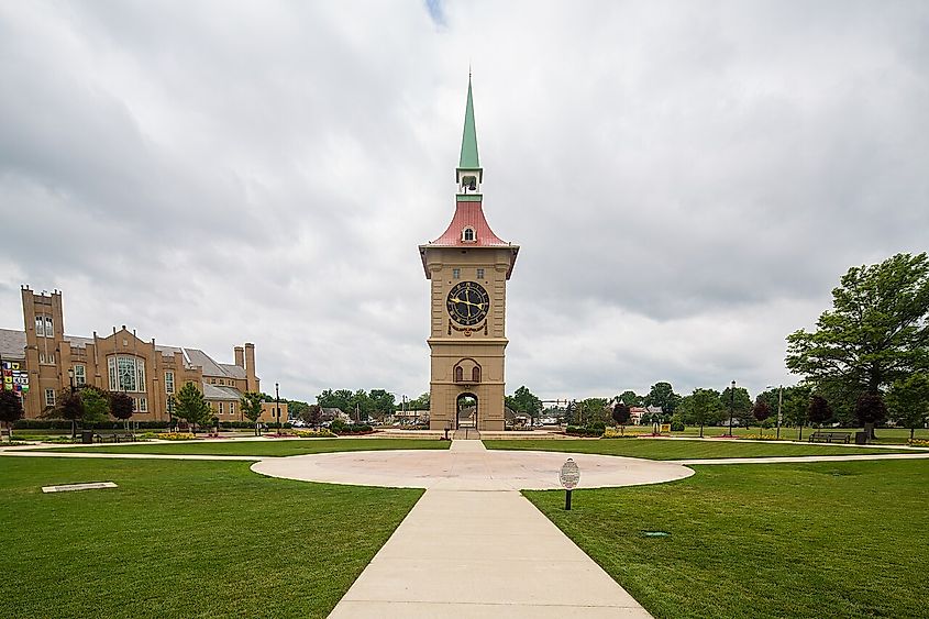 Berne Clock Tower in Berne, Indiana.
