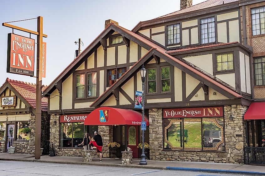 Ye Olde English Inn on Historic Downing Street, Hollister, Missouri.