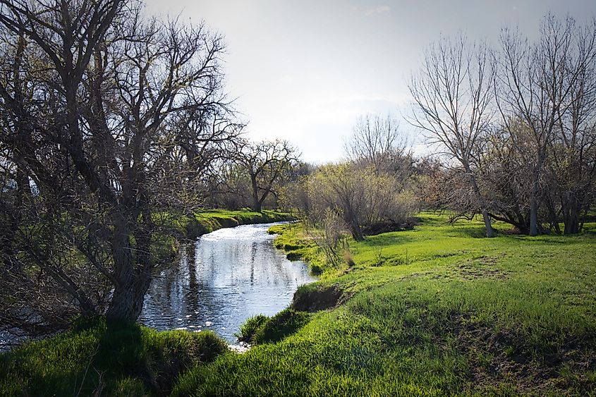 A stream runs through Johnstown, Colorado.