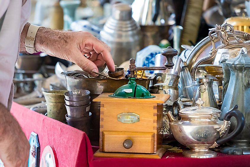 Vintage items sold in an antique store in Split, Croatia