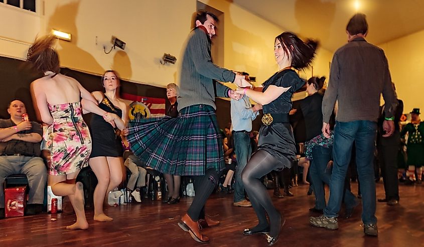 People dancing at the Up Helly Aa festival in Lerwick.