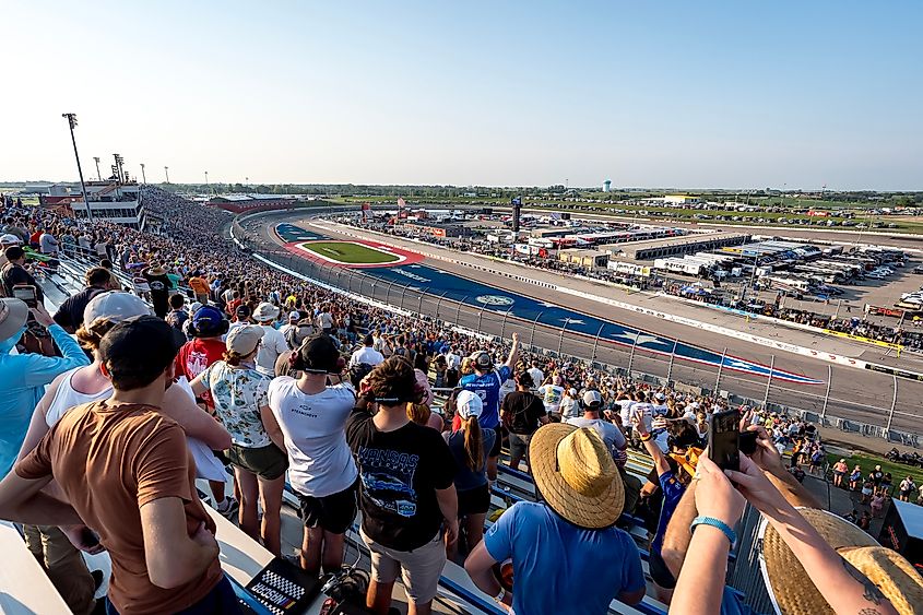 Fans at the Iowa Speedway in the heart of Newton.
