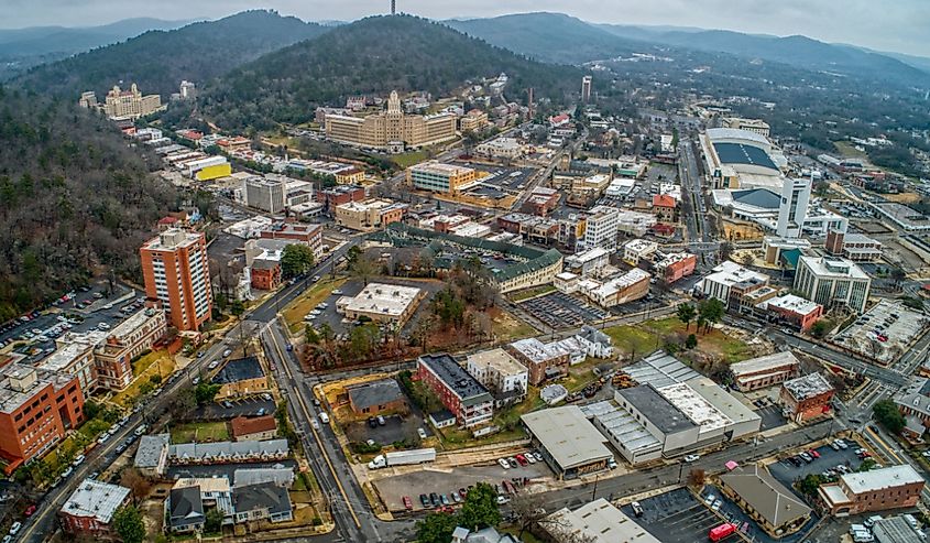 Aerial View of Downtown Hot Springs, Arkansas