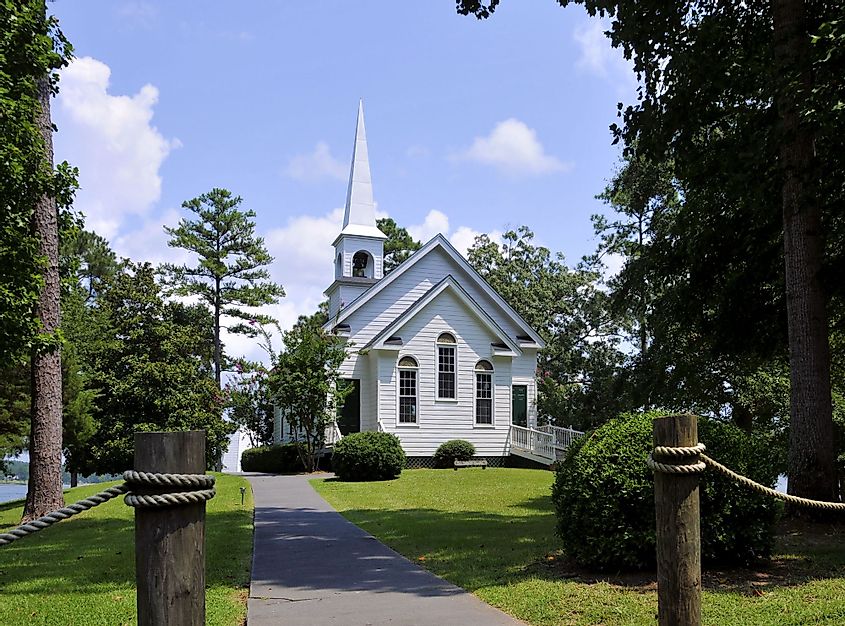 A historic church located near Lake Martin, Alabama