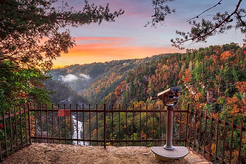 Tallulah Falls, Georgia, USA, overlooking Tallulah Gorge during autumn.