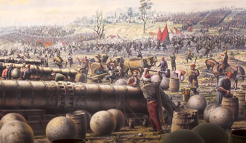 The enormous cannons the Ottomans made for the siege. 