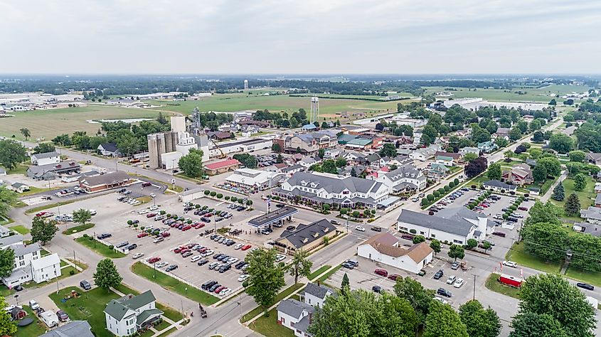 Aerial view of Shipshewana, Indiana