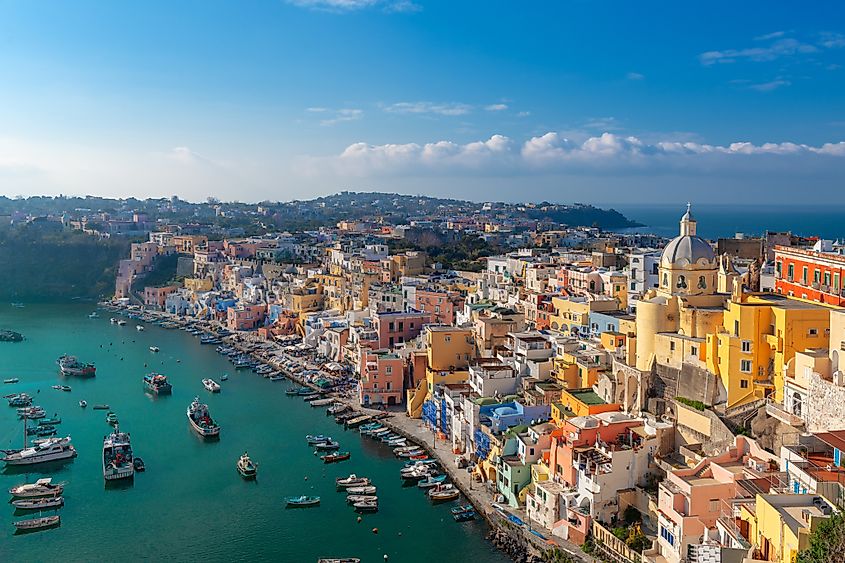 Aerial view of Procida, Italy.