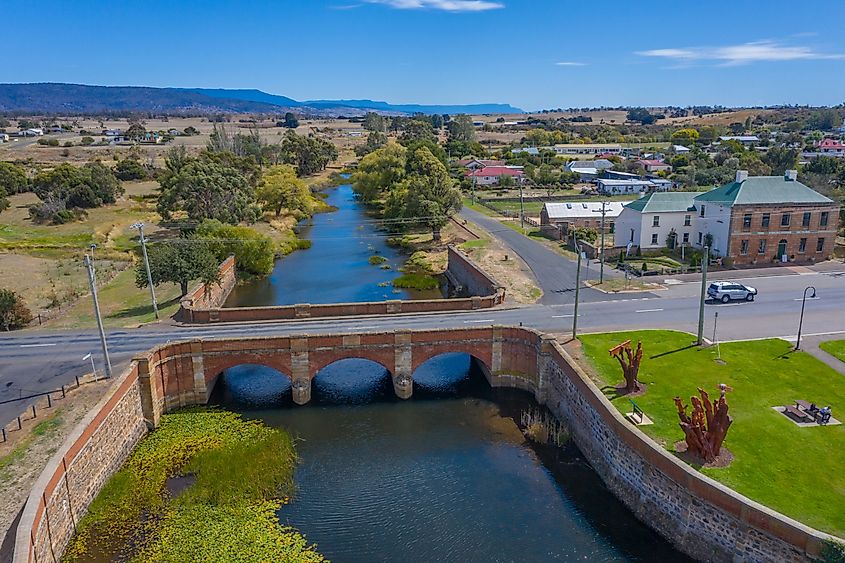 Aerial view of Campbell in Tasmania, Australia