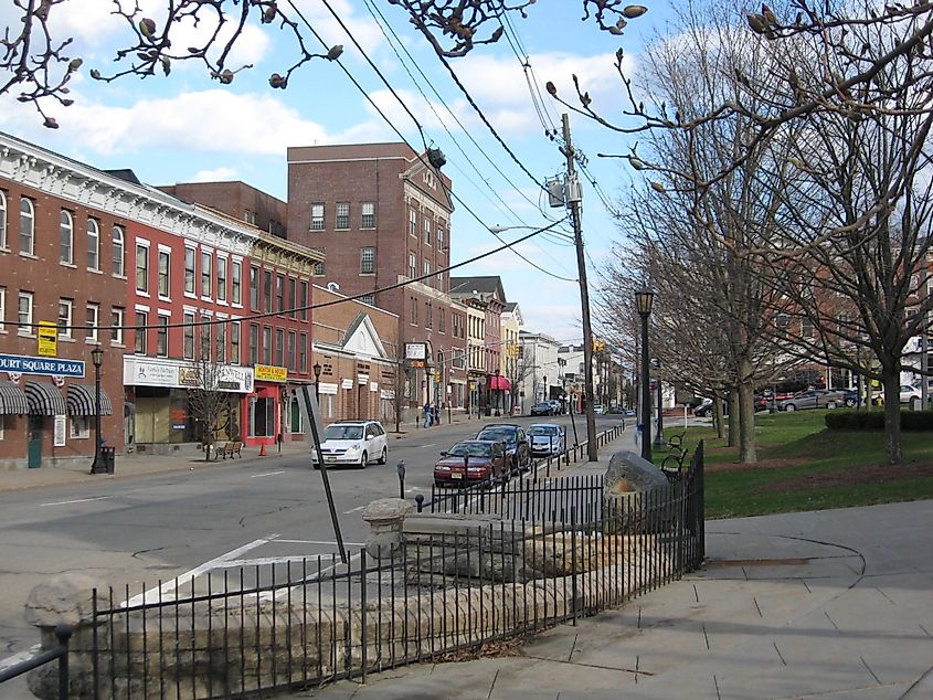 Spring Street Commercial District as seen from the Newton Town Green