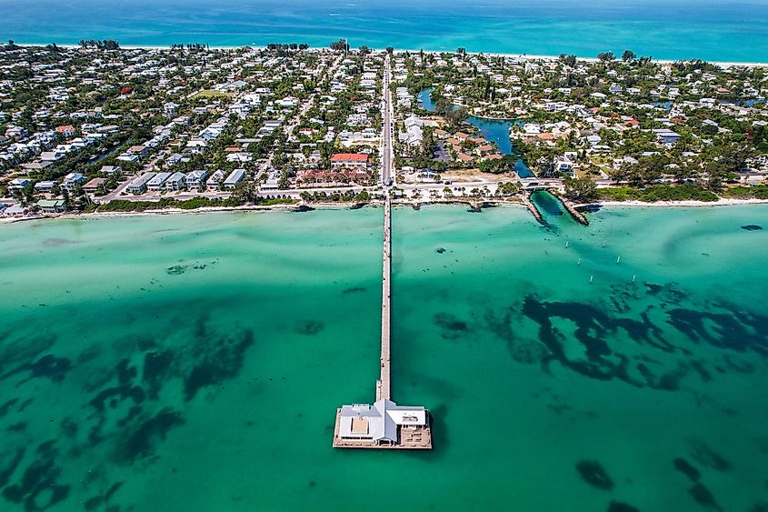 The pier and town at Anna Maria Island, Florida