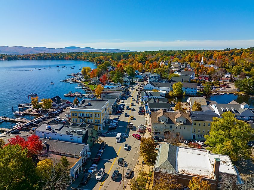 Aerial view of Wolfeboro, New Hampshire.