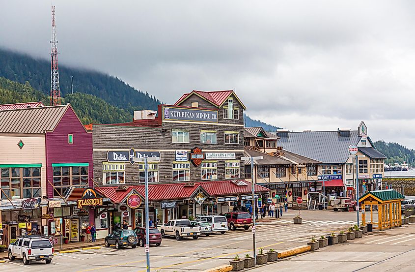 Ketchikan a city in Alaska, with a population of 8,000. Cruise ships make over 500 stops bringing more than 1,073,000 visitors