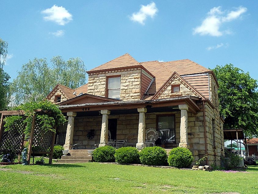 House along the Arkansas River, Ozark, Arkansas. Home faces the river