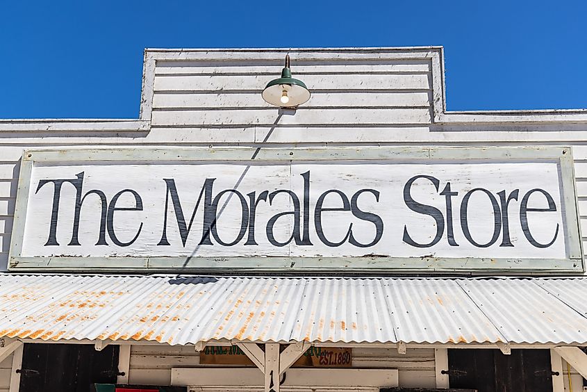 Sign for the Morales Store in Texas.