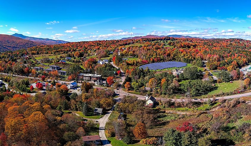 Aerial Panoramic Photo of Waterbury, Vermont