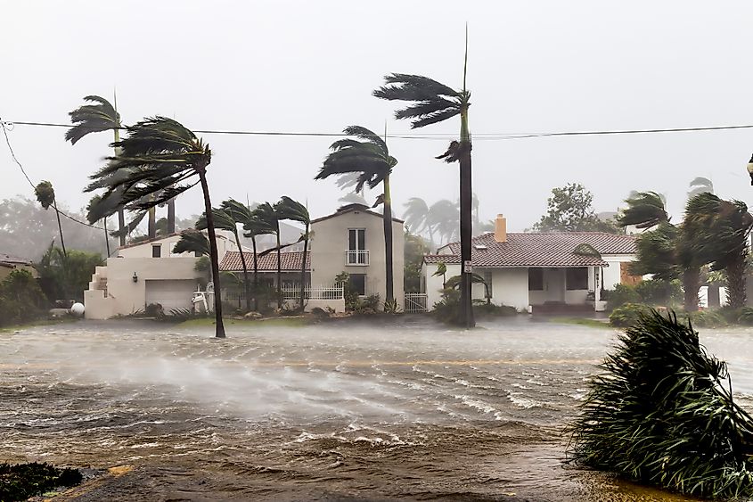 A flooded street after catastrophic Hurricane Irma hit Fort Lauderdale, FL.