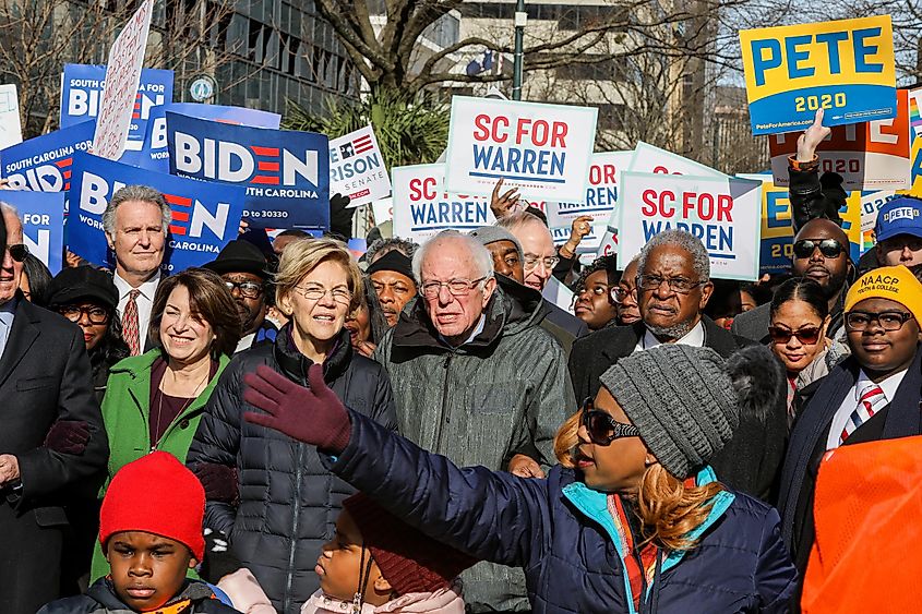  Eight candidates currently vying for the Democratic Party nomination for president came to march and speak to a large gathering for King Day at the Dome.