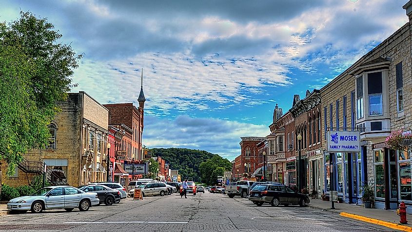 View of the Elkader Downtown Historic District, Portions of the 100