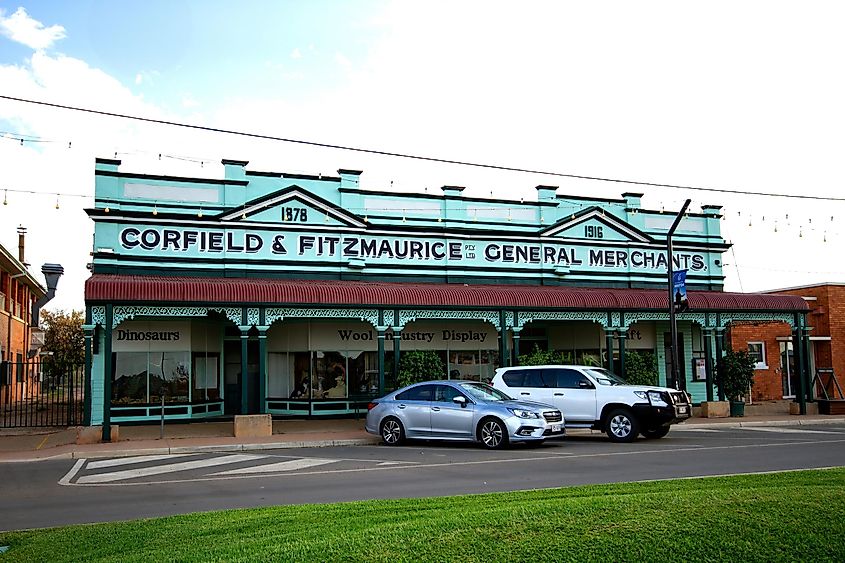 Historic Corfield and Fitzmaurice building in Winton, Western Queensland, Australia