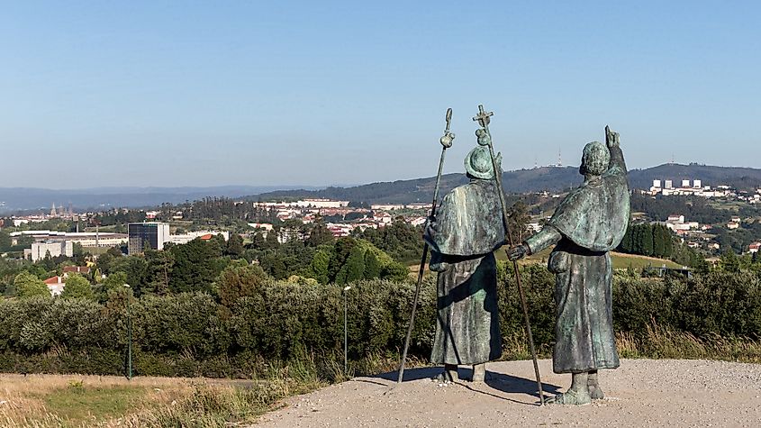 Statue on top of the Monte del Gozo, the first point where you see the cathedral of Santiago de Compostela