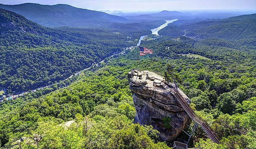 Chimney Rock at Chimney Rock State Park in North Carolina, USA.