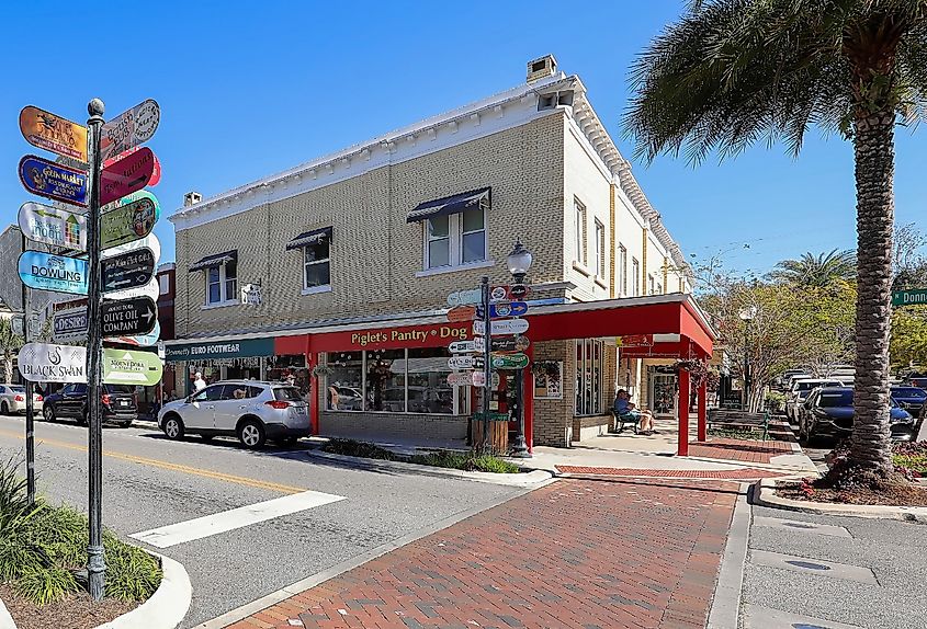Colorful Mount Dora's downtown area, Florida.