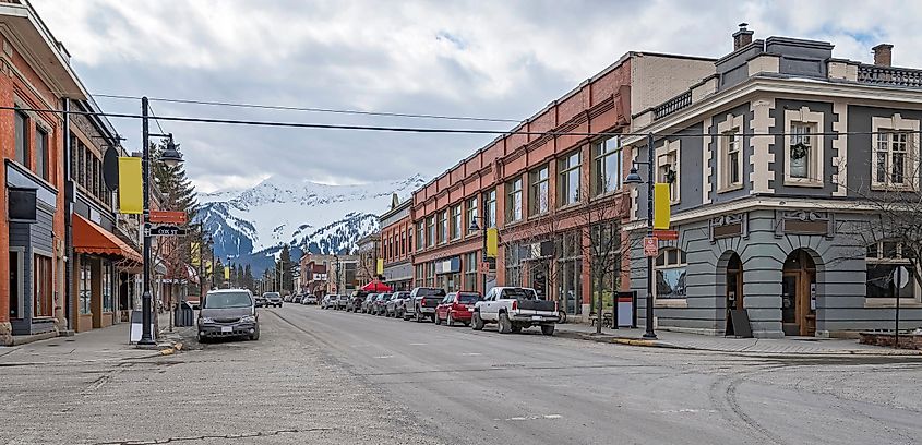 Shopping district in downtown Fernie, British Columbia.