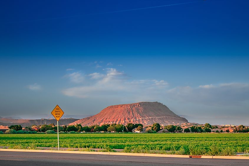 Shinob Kibe at dusk from the Washington Fields, in Washington Utah.
