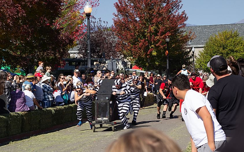 The Annual Coffin Race celebrations in Main Street, Gardnerville, Nevada