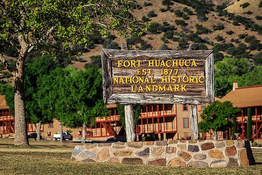 Landmark sign at the historic section of Fort Huachuca.