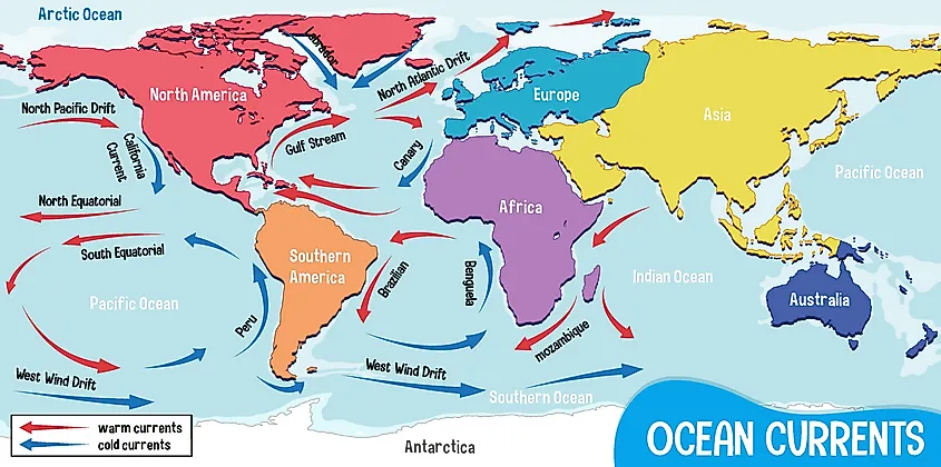 Major ocean currents of the world